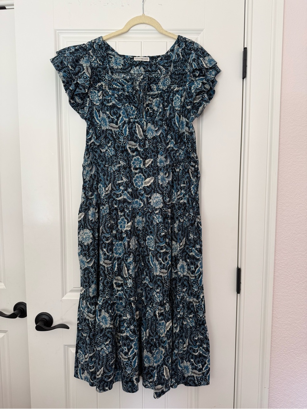 Ulla Johnson Blue Floral Tiered Maxi Dress